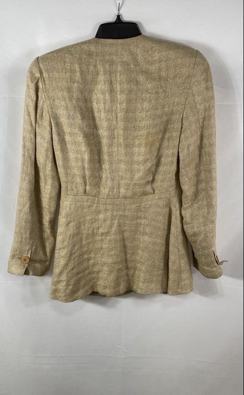 Vintage 90s Giorgio Armani Le Collezioni Women’s Gold Linen Blazer Jacket Sz 4