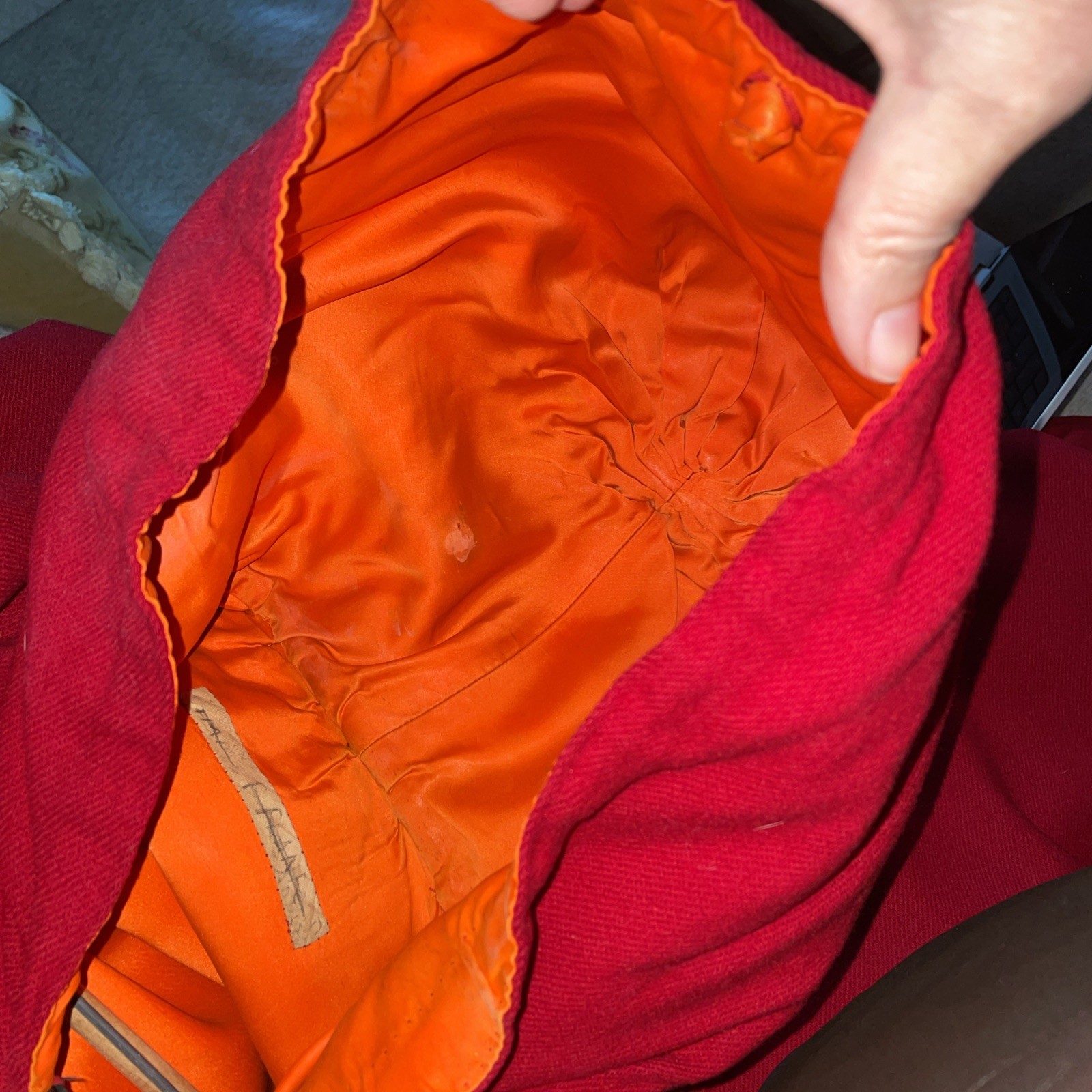 ANTIQUE 1920’S RED RIDING HOOD COSTUME CAPE Wool W Pumpkin Hood