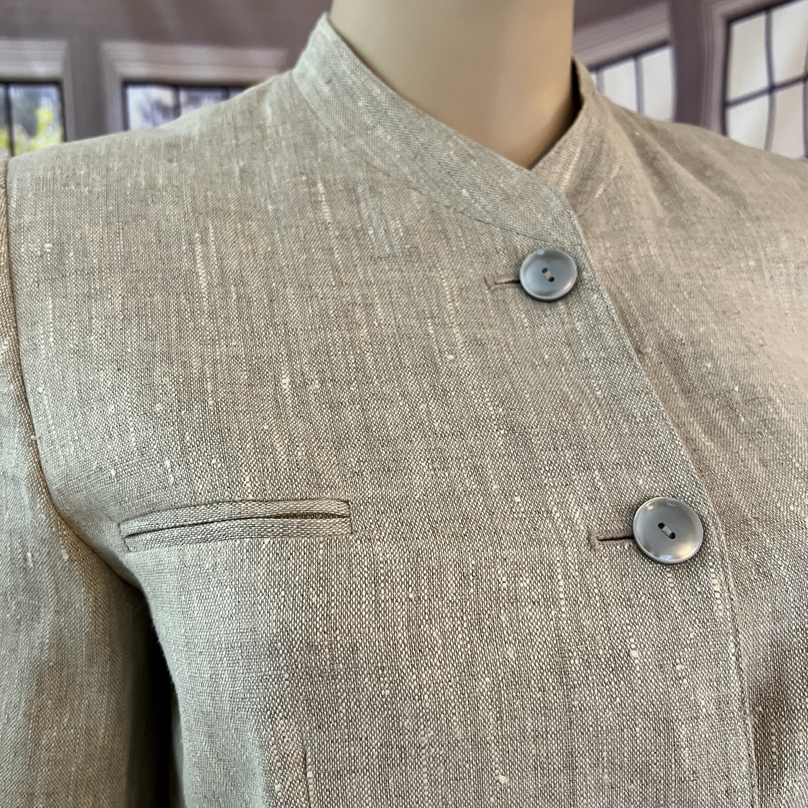 Linen Jacket Minimalist Size 16 Button Front NEW Vintage 90s Harve Bernard