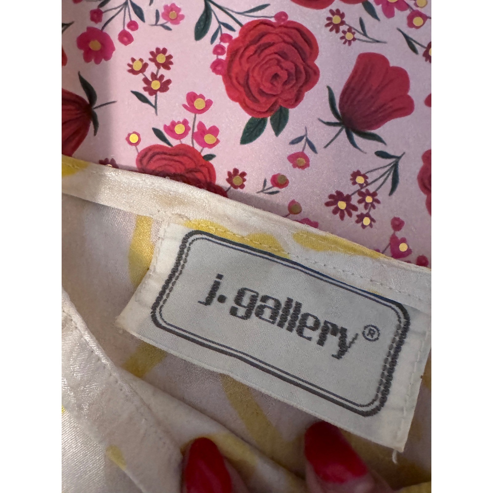 Vintage J. Gallery Yellow White Abstract Print 2 Piece Skirt Set Size 9/10 e3