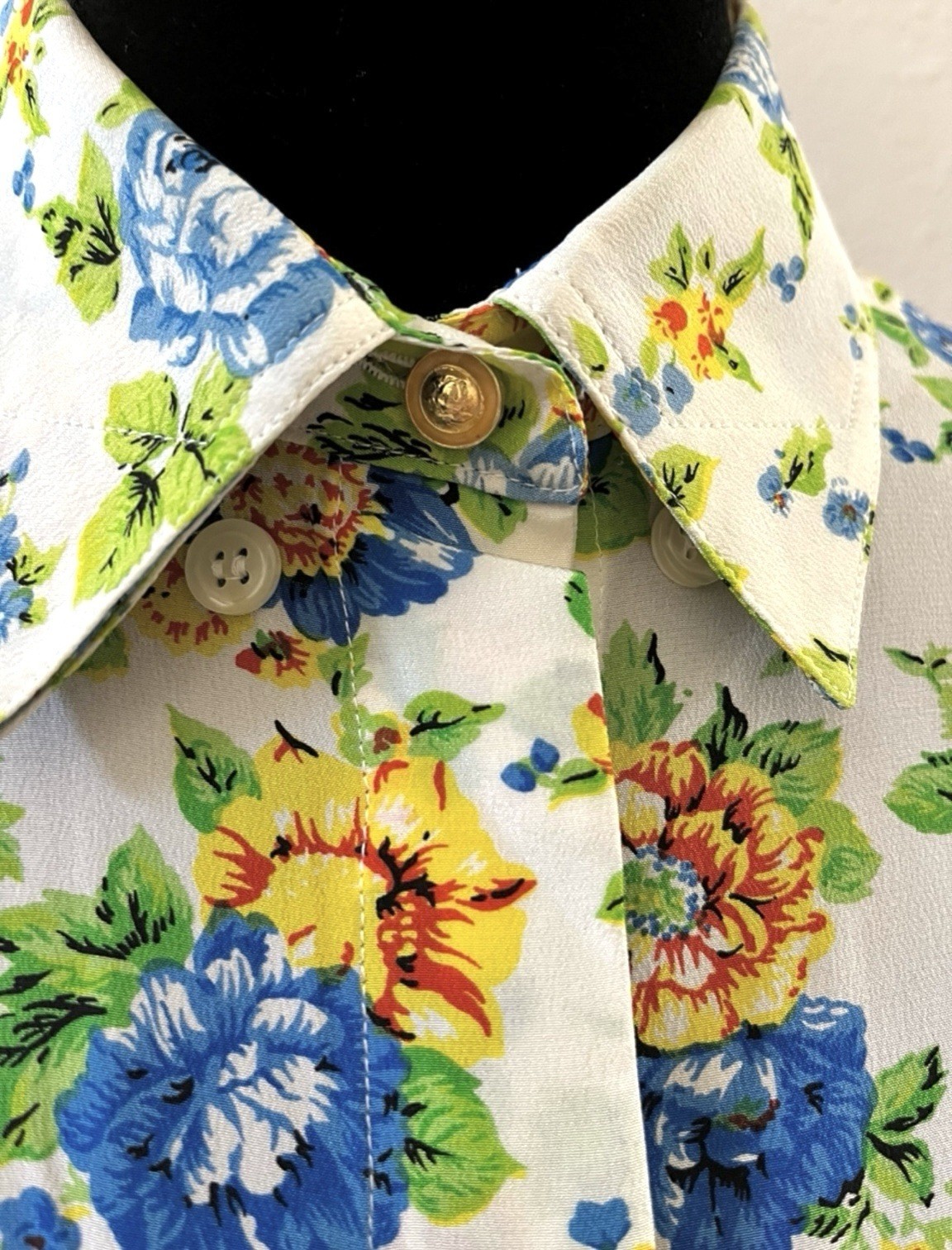 Vintage GIANNI VERSACE Floral Oversized Silk Blouse, Made In Italy, Signed