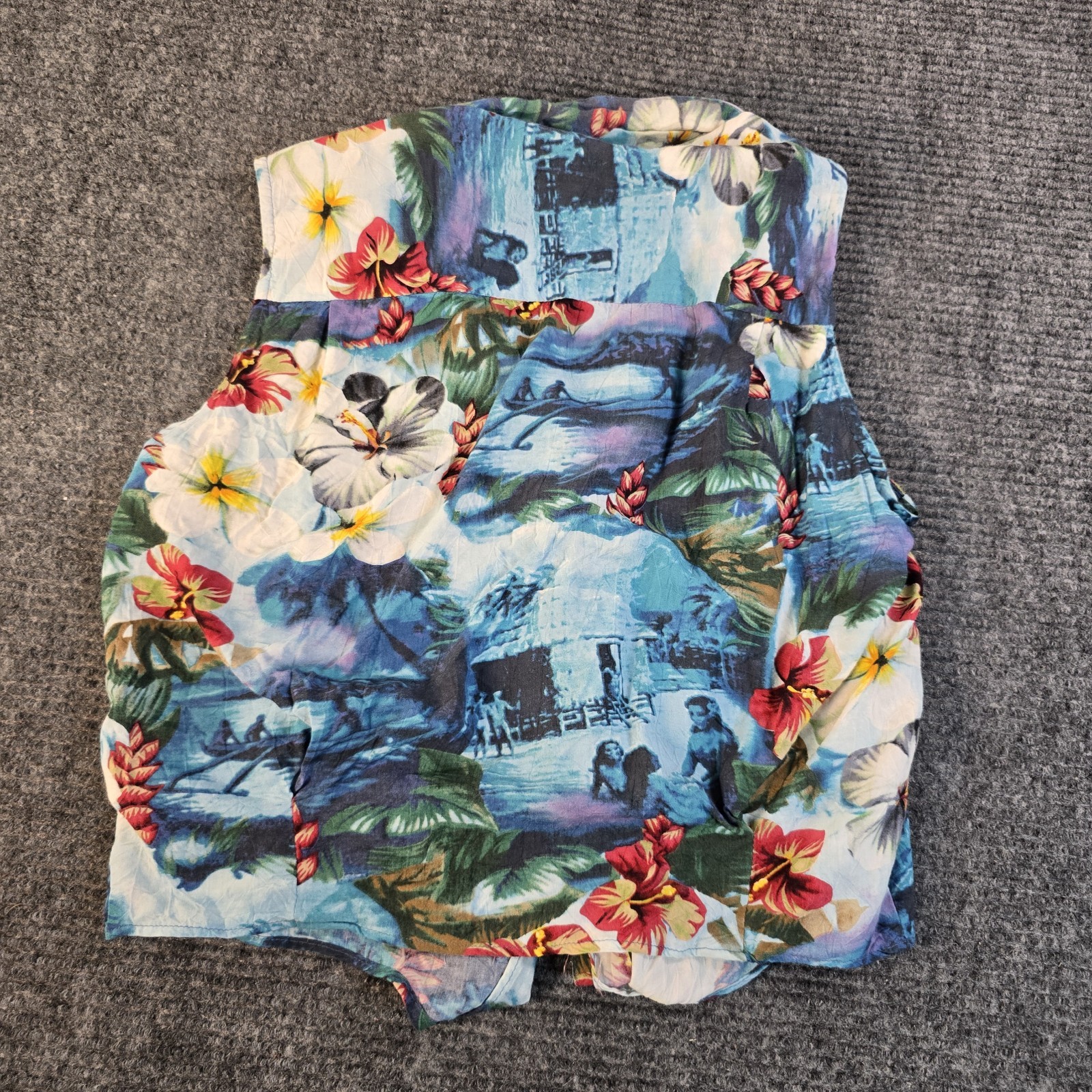 Vintage 1990s Tropical Paradise Button Up Crop Top by Jams World – Sz Large