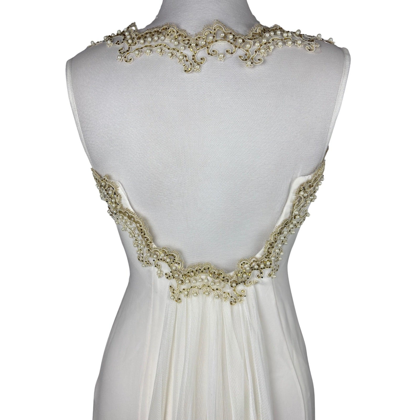 Vintage Pearl Beaded Illusion Back Mermaid Wedding Dress Bride