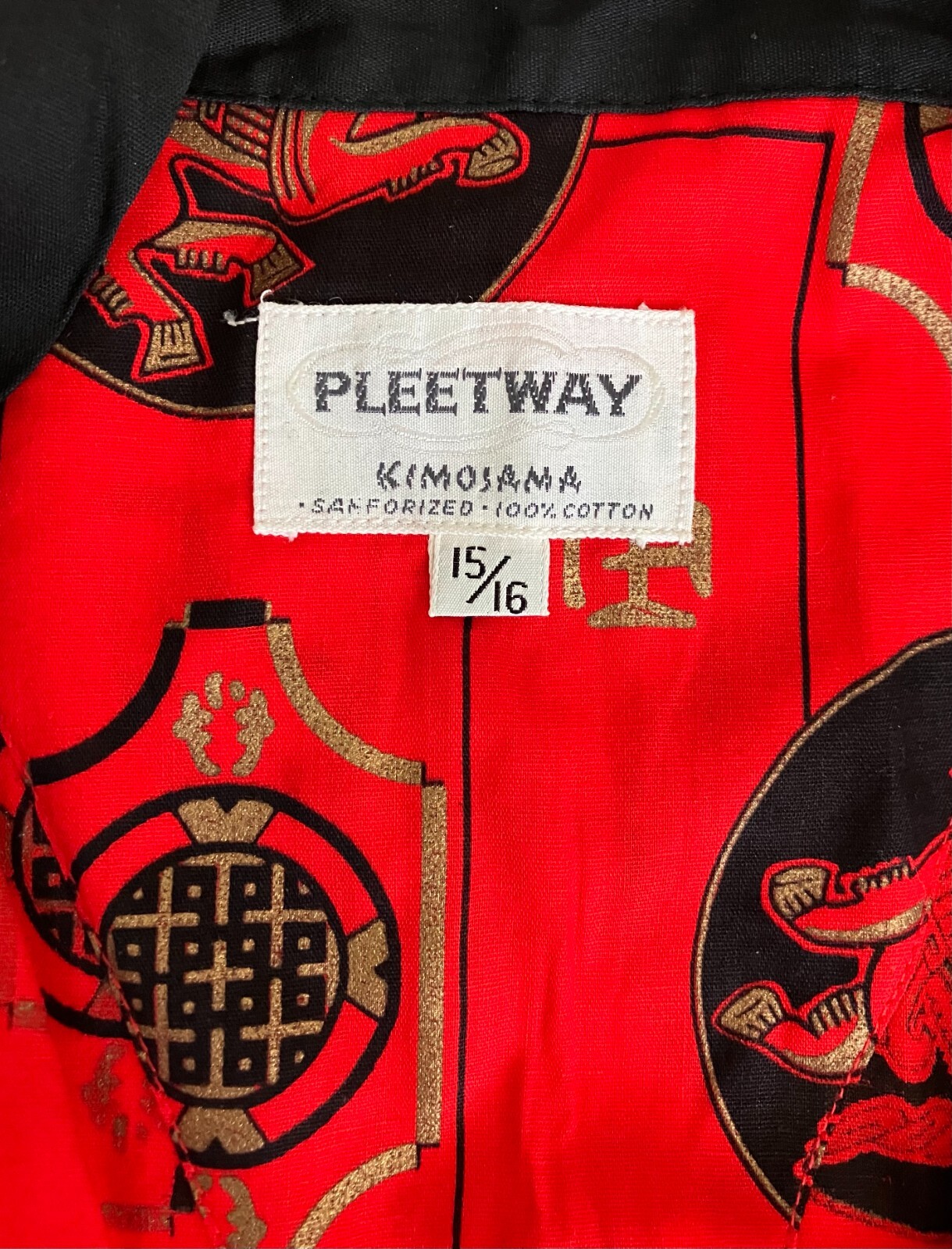 Vintage PLEETWAY Kimojama Red Black Gold Kimono Robe Top size 15/16