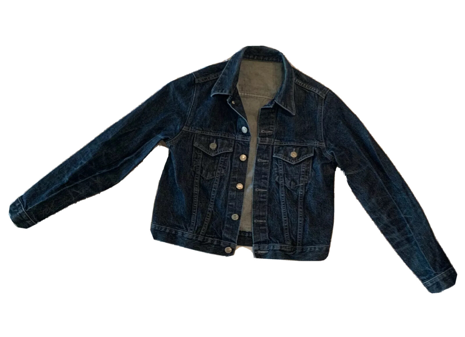 UNIQLO Vintage Blue Denim Jacket XS S M 1990s Classic Jean Jacket w/ Pockets