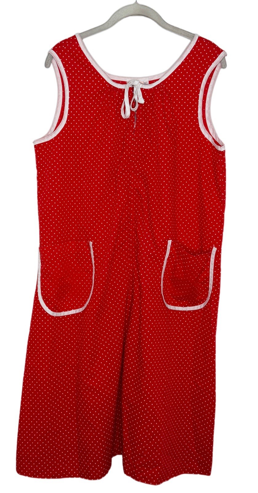 Vintage 60s 70s Izzy’s Place Red Polka Dot Half Zip Dress Size 38