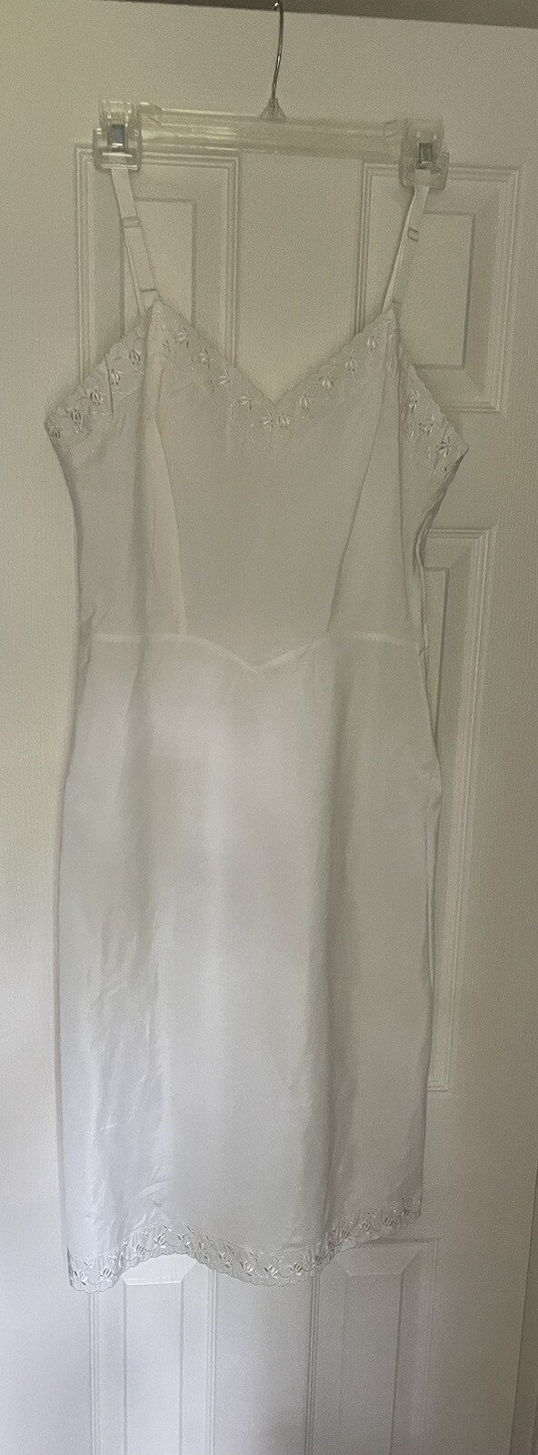 VTG Ariel Barbizon Slip Tafredda White Adjustable Eyelet Trim Side Zip Sz 14