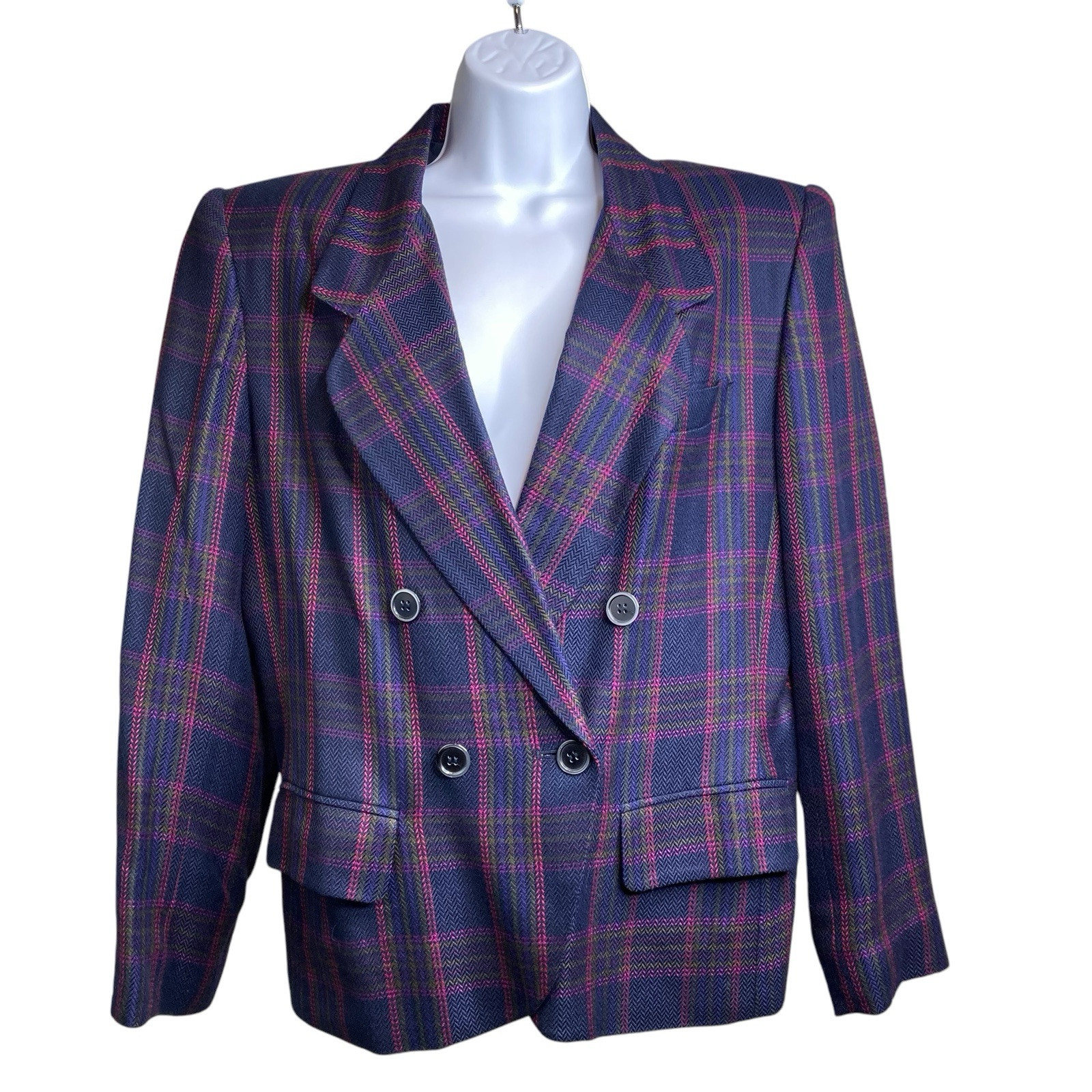 VTG 80s Stirling Cooper Purple Plaid Blazer UK 12 / US 8 Power Jacket Collectors