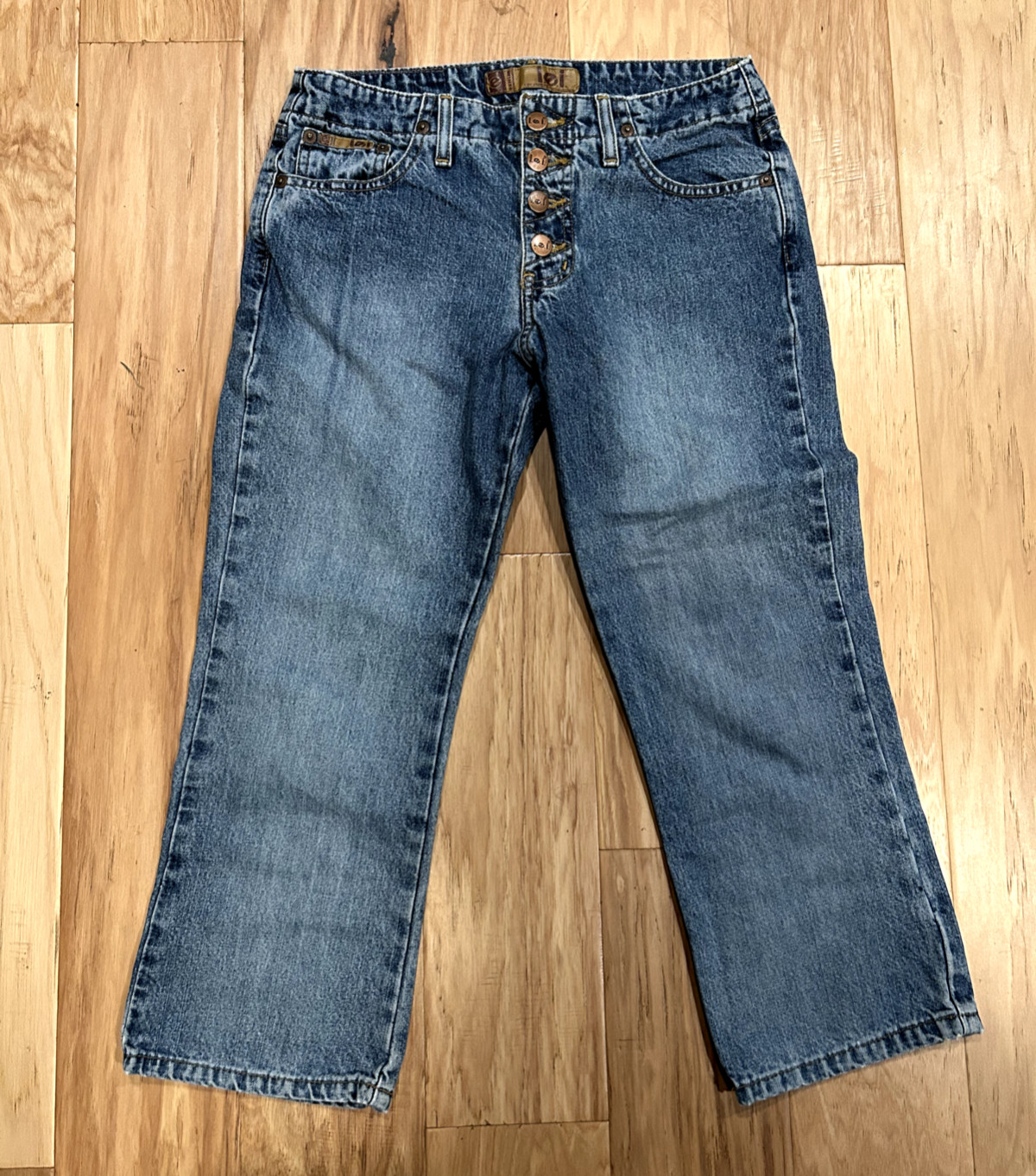 Vintage Y2K LEI Cropped Jean Capris With Button Fly Medium Wash Low Rise Size 5