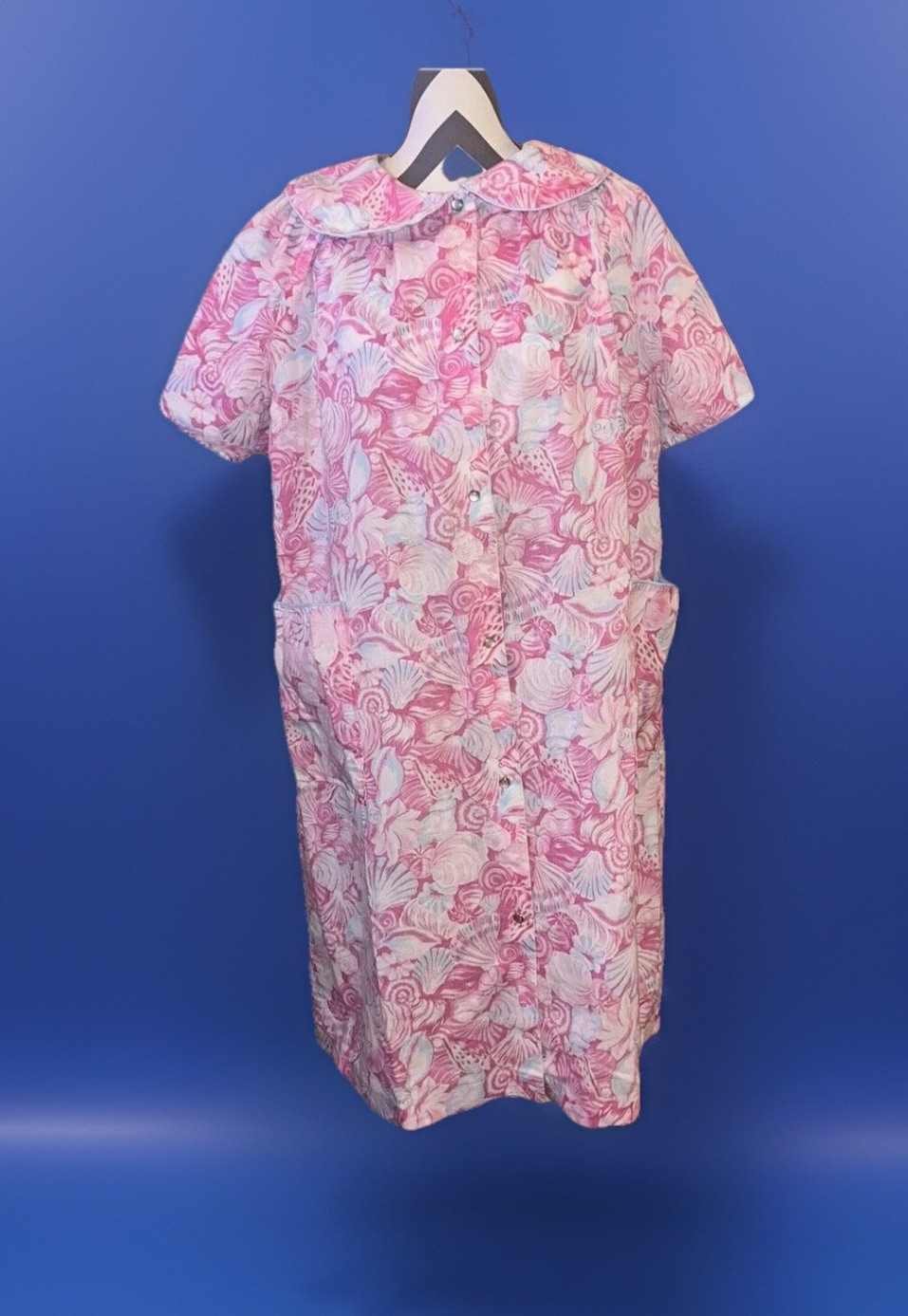 Vtg Vandemere Womens L Pink Multi Color Floral Snap Robe Nightgown House Dress