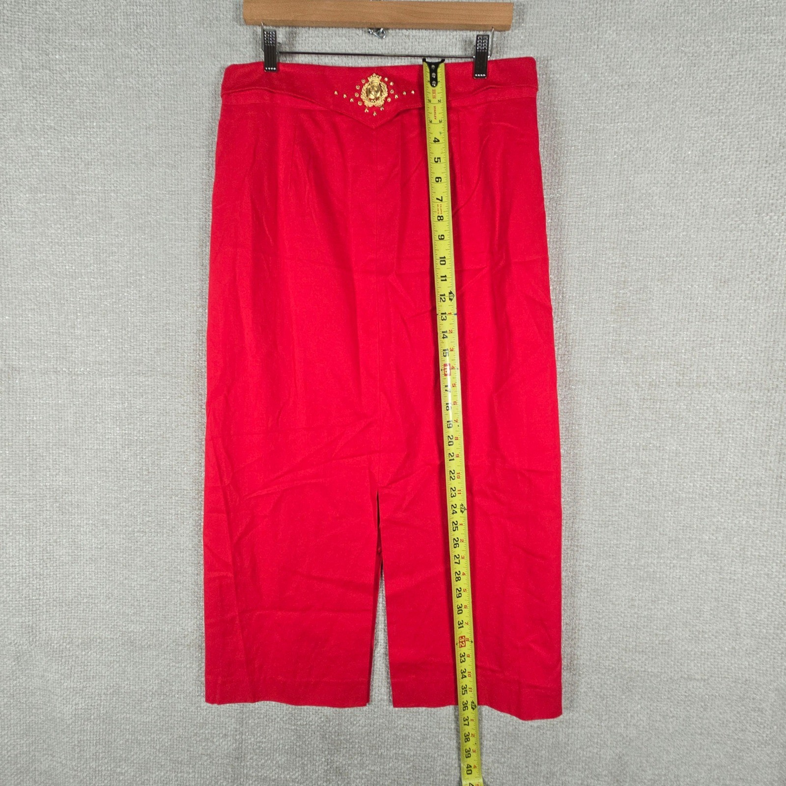 City Girl Sport Vintage Red Gold Embroidery Skirt Suit Set Blazer 14 Skirt 16