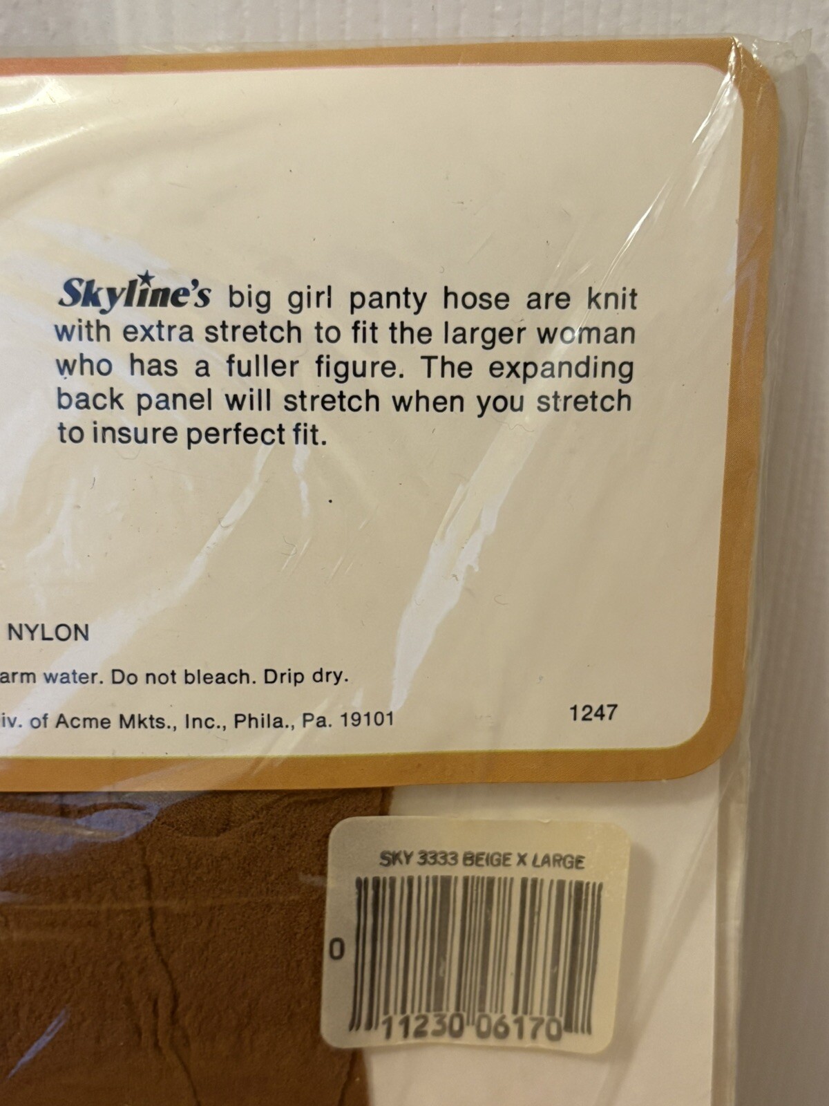 Skyline Big Girl Panty Hose Beige Panty Hose 780-095 XL 200-240lbs Hips 48”-60”