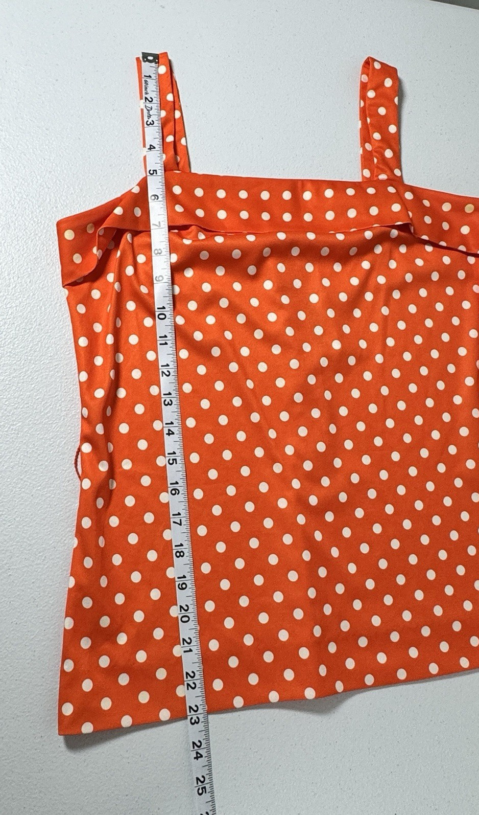 Vintage Polka Dot 2 Piece Set Orange Blouse Camisole Belt Retro Pin Up S