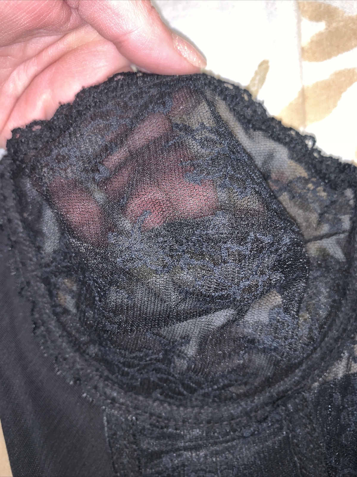 VtG Young Smoothie Strouse Adler BackLess Black Chiffon Lace Bustier Bra 38B USA