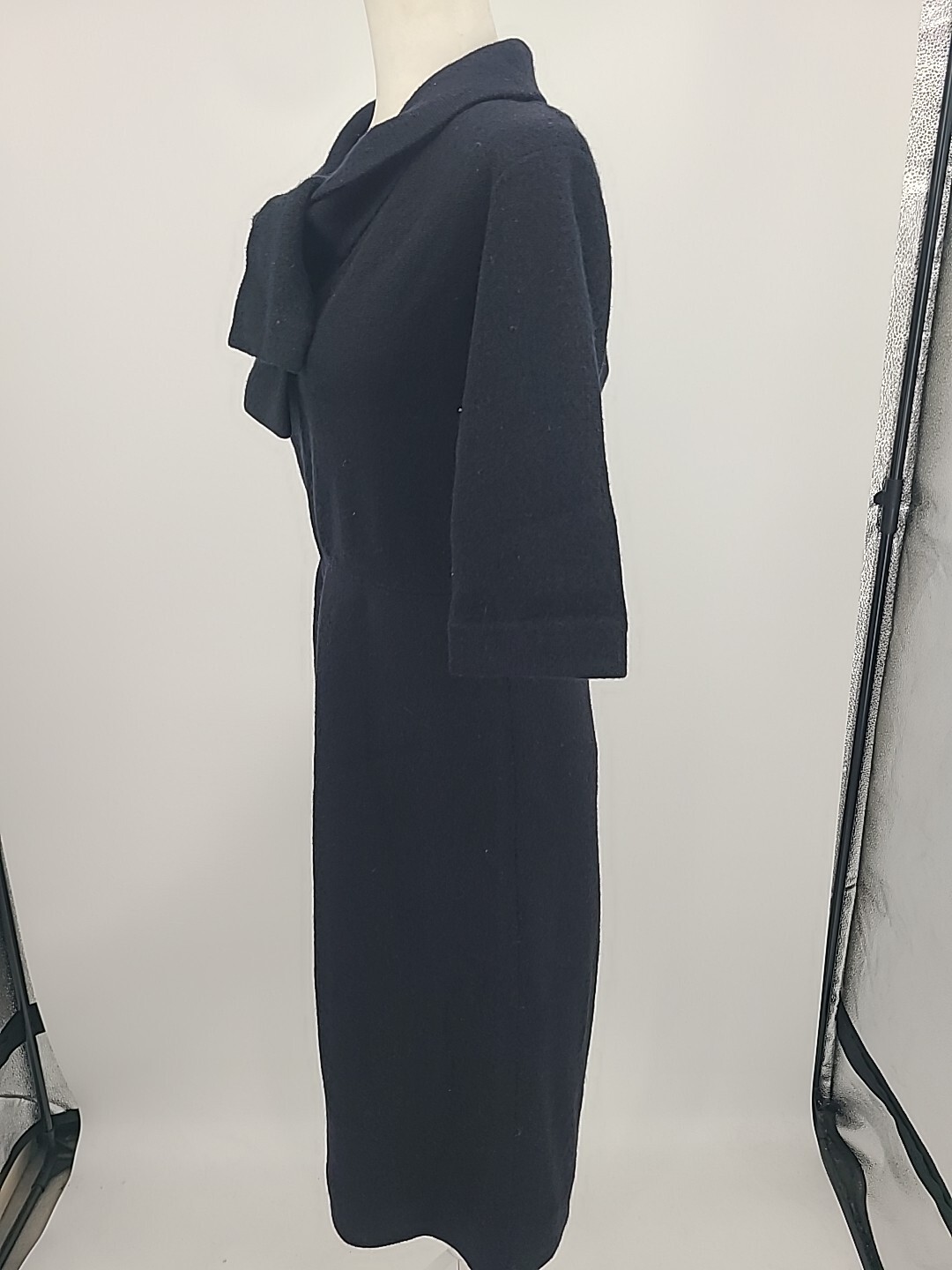 Vintage Early 50s Kimberly Knit Dress, Black Mohair And Virgin Wool Large Retro