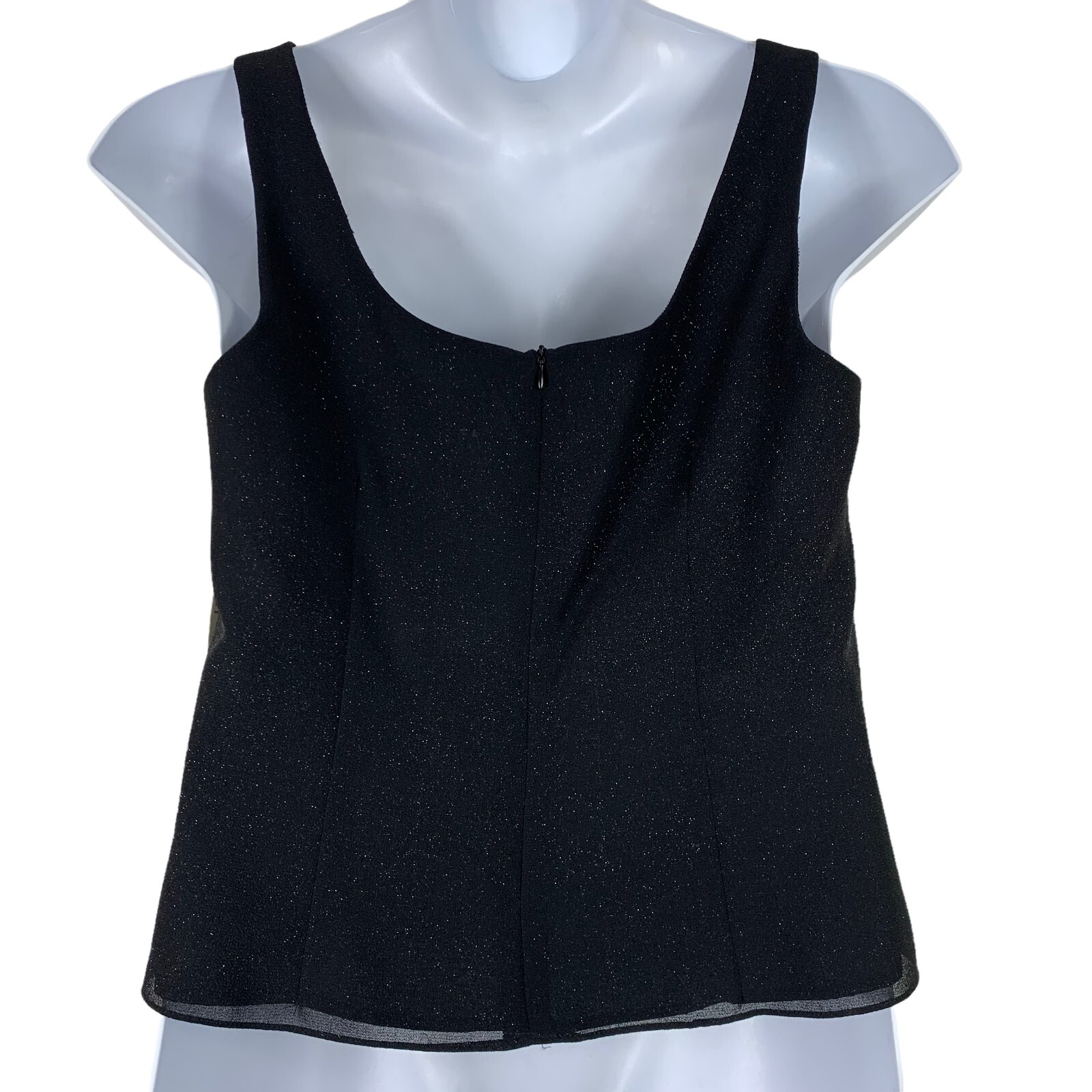 Vintage Size 14 Blouse Sleeveless Glitter Black Sparkle Lined Shirt JR Nites NEW