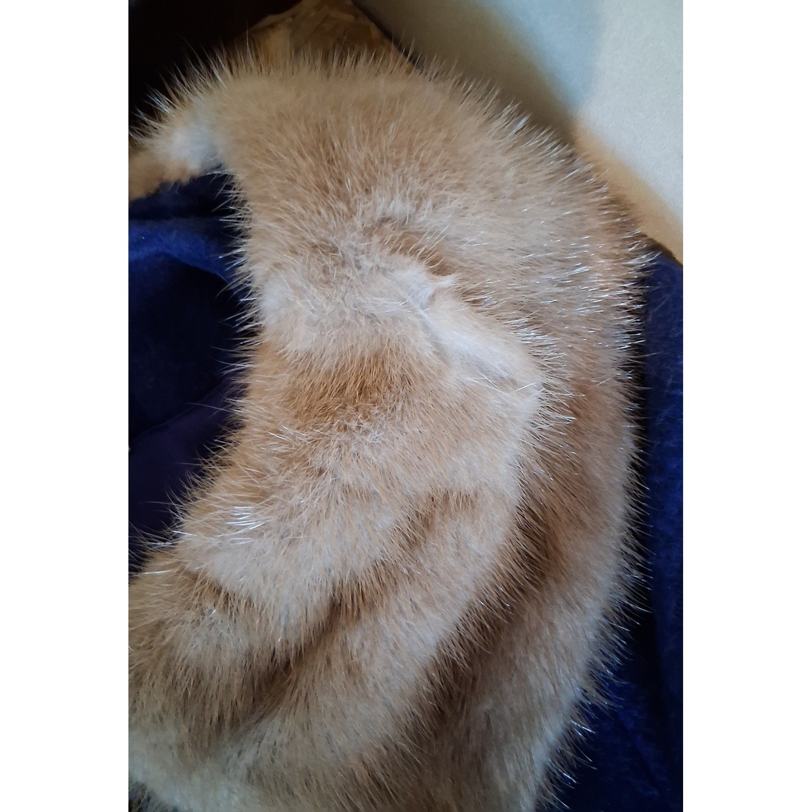 Vintage Forstmann Wool Coat Royal Blue Mink Fur Collar
