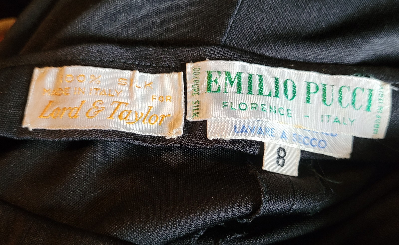 EMILIO PUCCI Vintage Mid 60s Haute Couture Black Silk Jersey Top Pants Set 8 XS