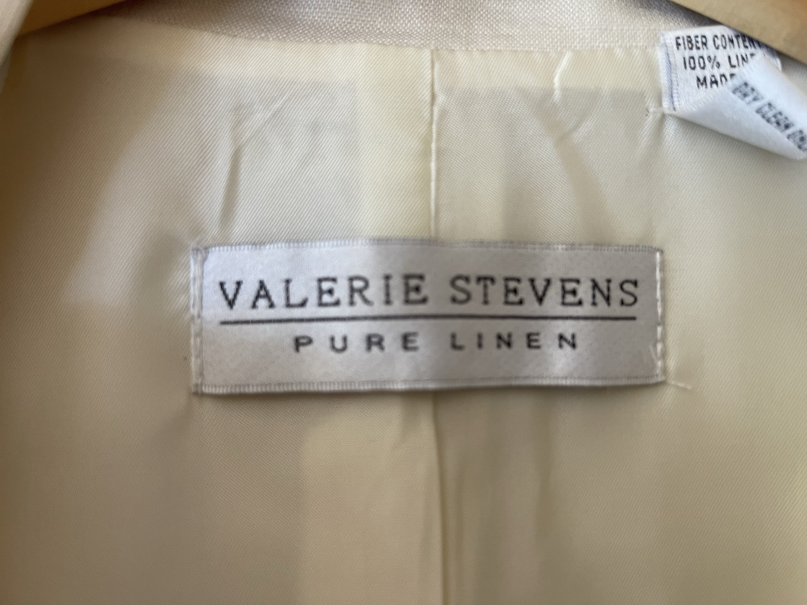 Vintage VALERIE STEVENS Pure Linen, 12, Cream Long Blazer Mandarin Collar NWT