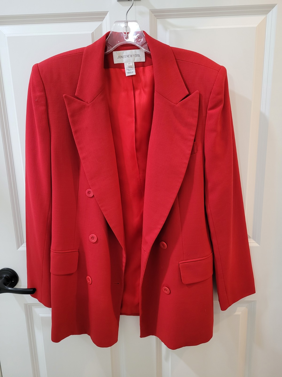 Vintage Jones New York Red 100% Wool Blazer Jacket Sz 10 See Description