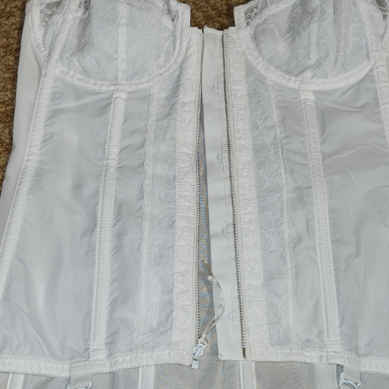 Vintage JC Penny 1960s Size 38 C Metal Clasp White Bustier with Adjustable Strap