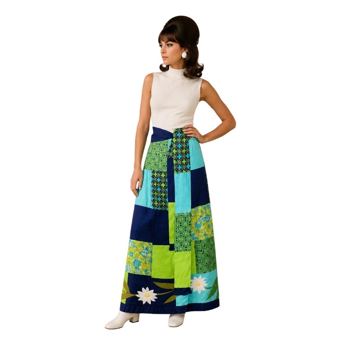 Vintage 70s Patchwork Maxi Skirt Sz L Grass Roots Craftsmen Festival Boho