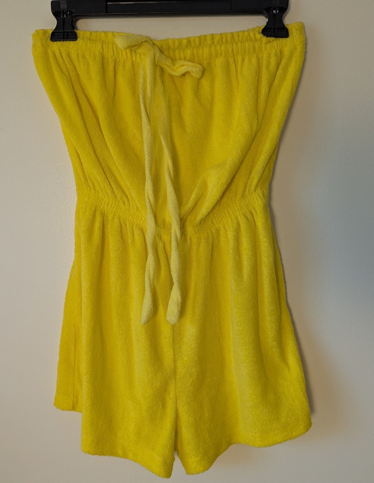 Vtg Rare 70s Y2k Sears Terrycloth Short Yellow Romper Tube top Bandeau XS-SM