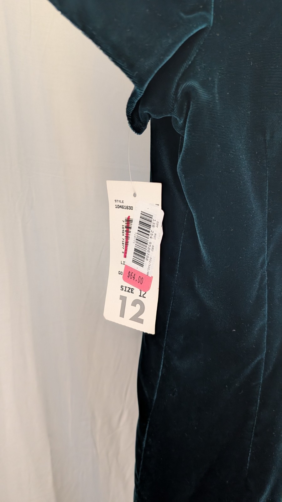 Vintage Deadstock Liz Claiborne Velvet Dark Teal Body Con Dress Size 12