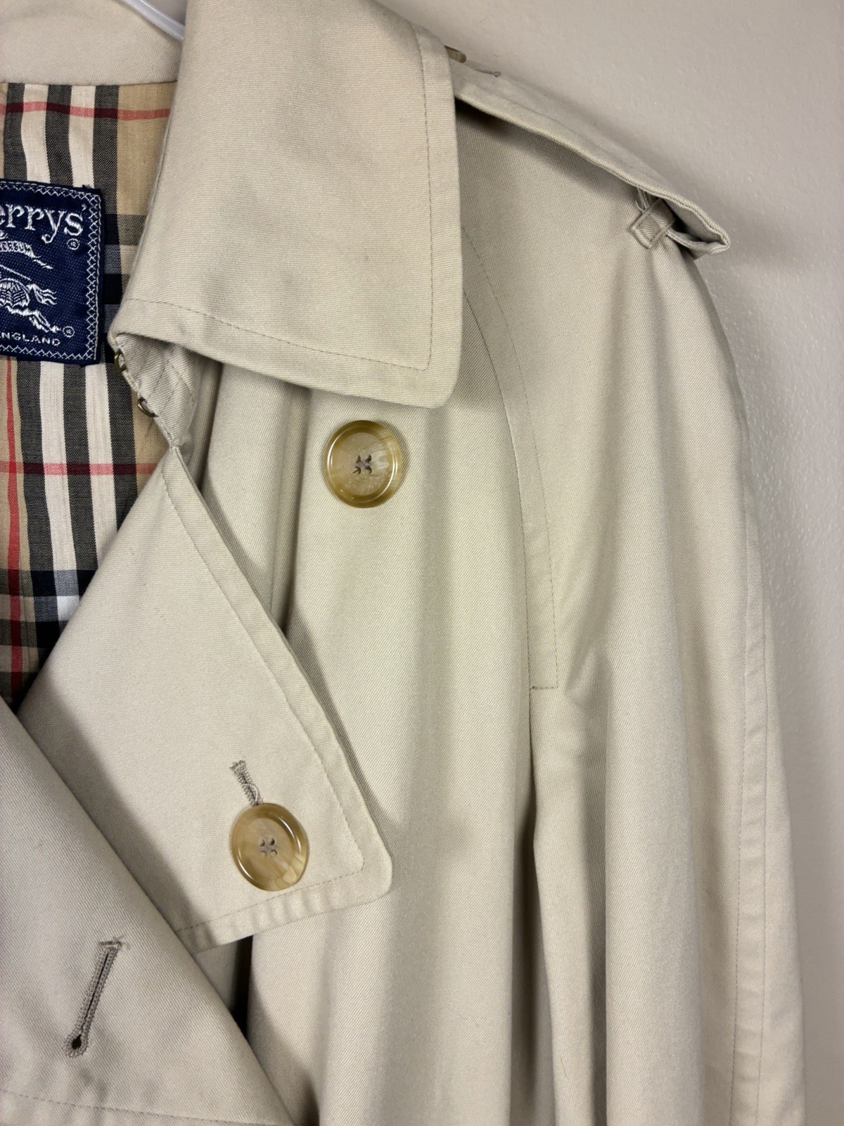 Burberry VTG Novacheck Long Trench Coat England Women Unisex M Double Breasted