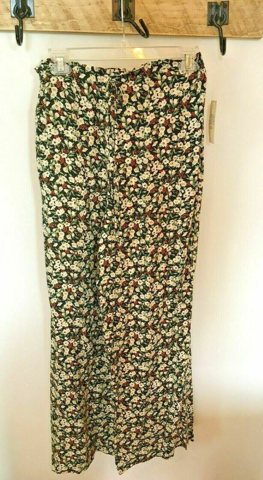 Vtg 70’s Best American Clothing Co. Flower Power Pants Floral Black Hippie NEW