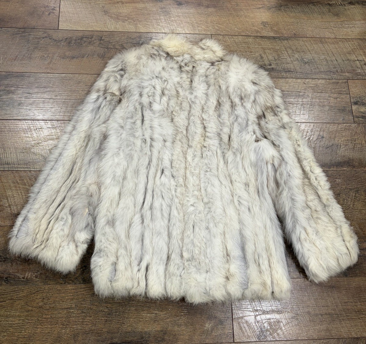 Vintage 80s Nikki Blue Fox Fur Coat Medium White