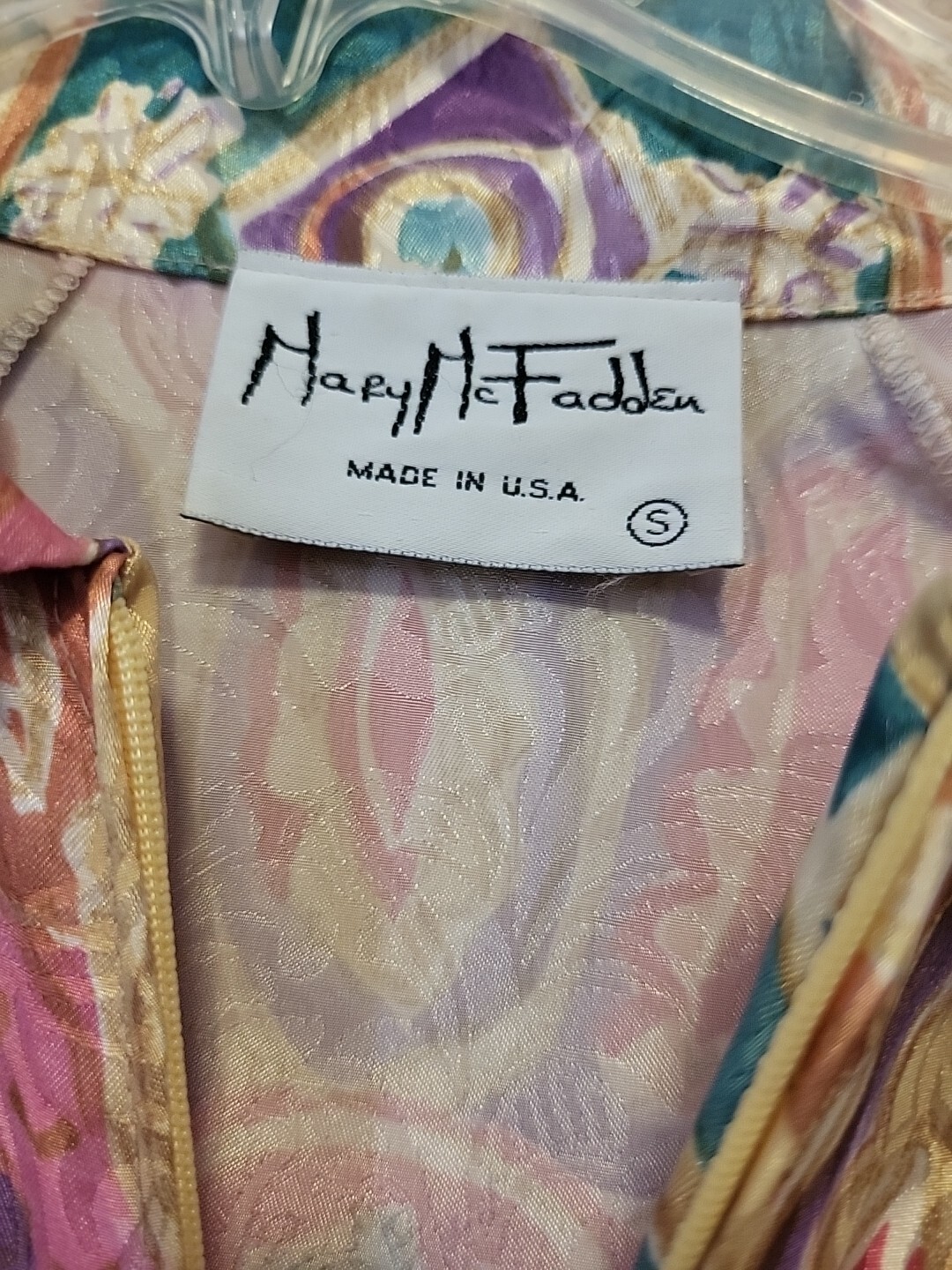 Mary Mcfadden Vintage Long Peignoir Set Gold Purple Pink Small