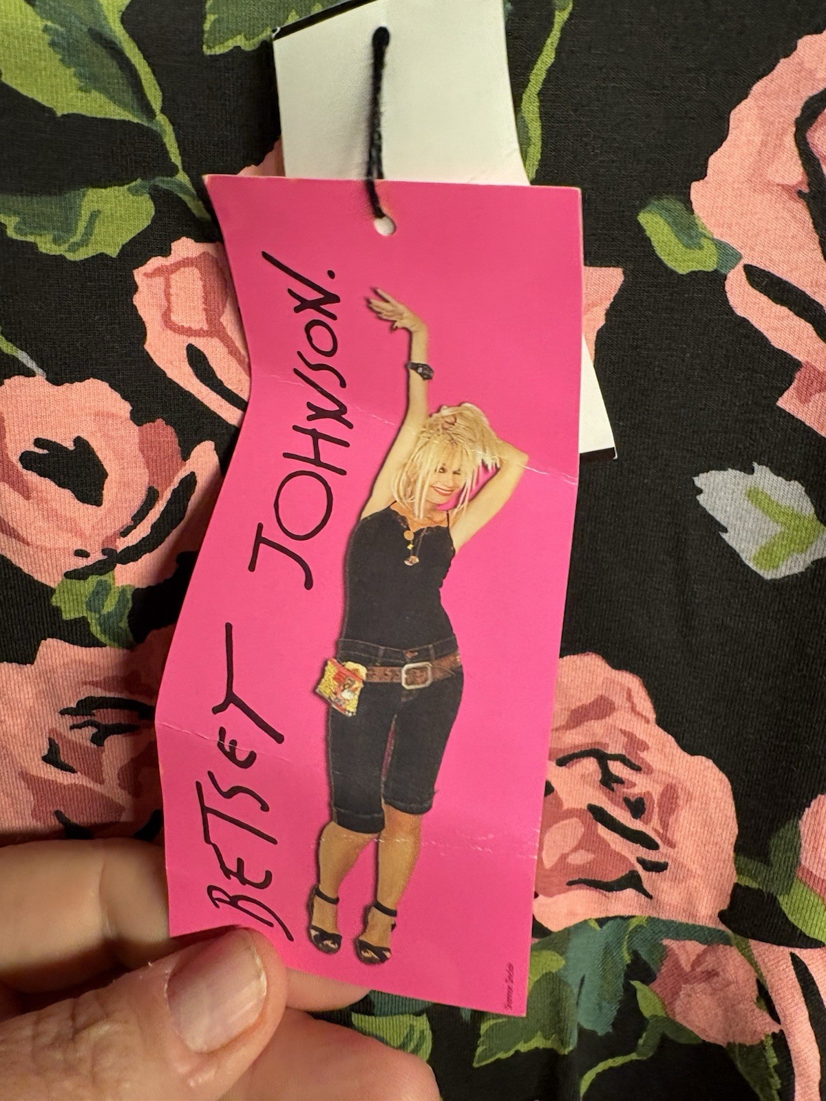 VTG Betsey Johnson Pink Rose Peplum Waist Sz L NWT Sexy Stretchy Body-con 40/34