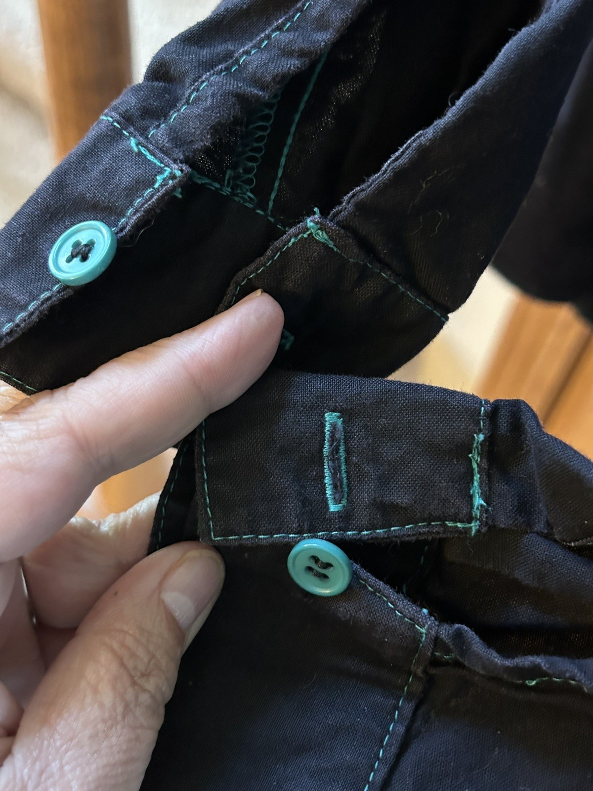 Southwest Canyon Vintage 1992 Cotton Horses Button Down Shirt Teal Black Medium