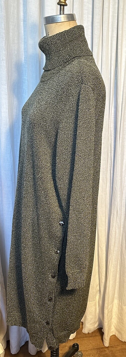 Vintage ANNE PEDERSEN Womens Grey Knee L Sweater Knit Turtle Neck Dress SzM Used