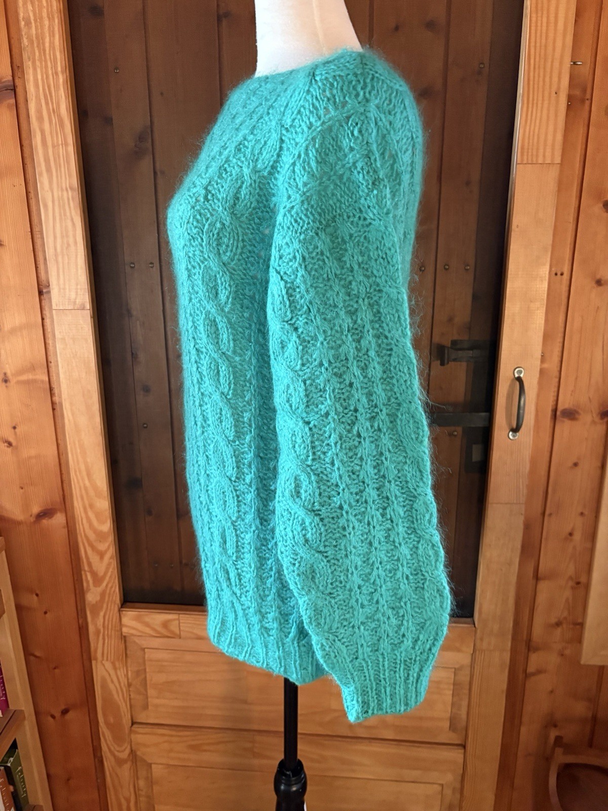 Vintage FIA ITALIA Knit Mohair Sweater Pullover Green Fuzzy S