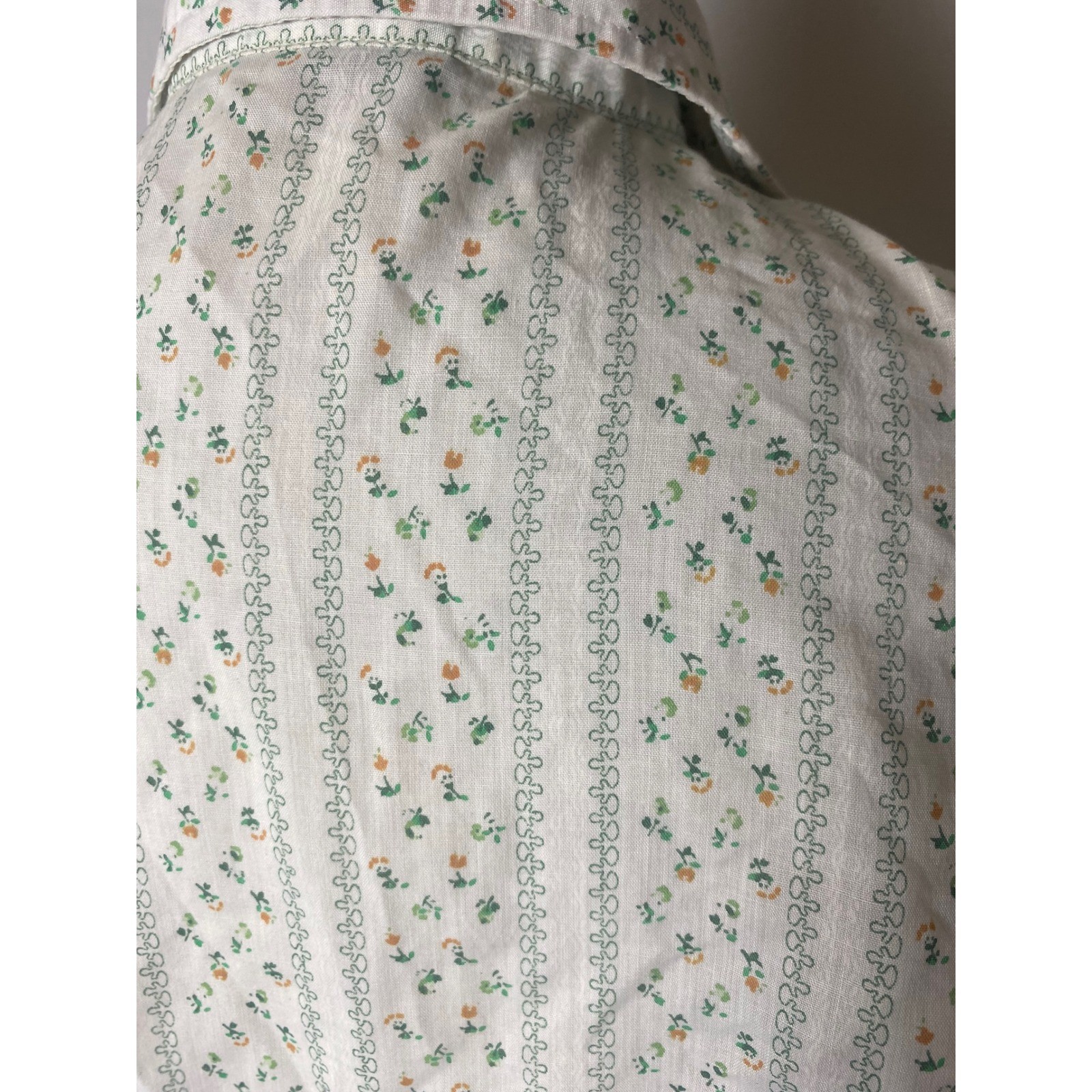 Vintage 60s Sequel Floral Stripe Button Blouse S Cottagecore Granny Retro Dagger