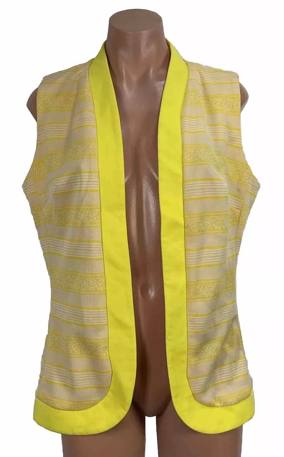 Vintage Womens vest Empress of Dallas Size 14 Plaid Stripes Open Front Longline
