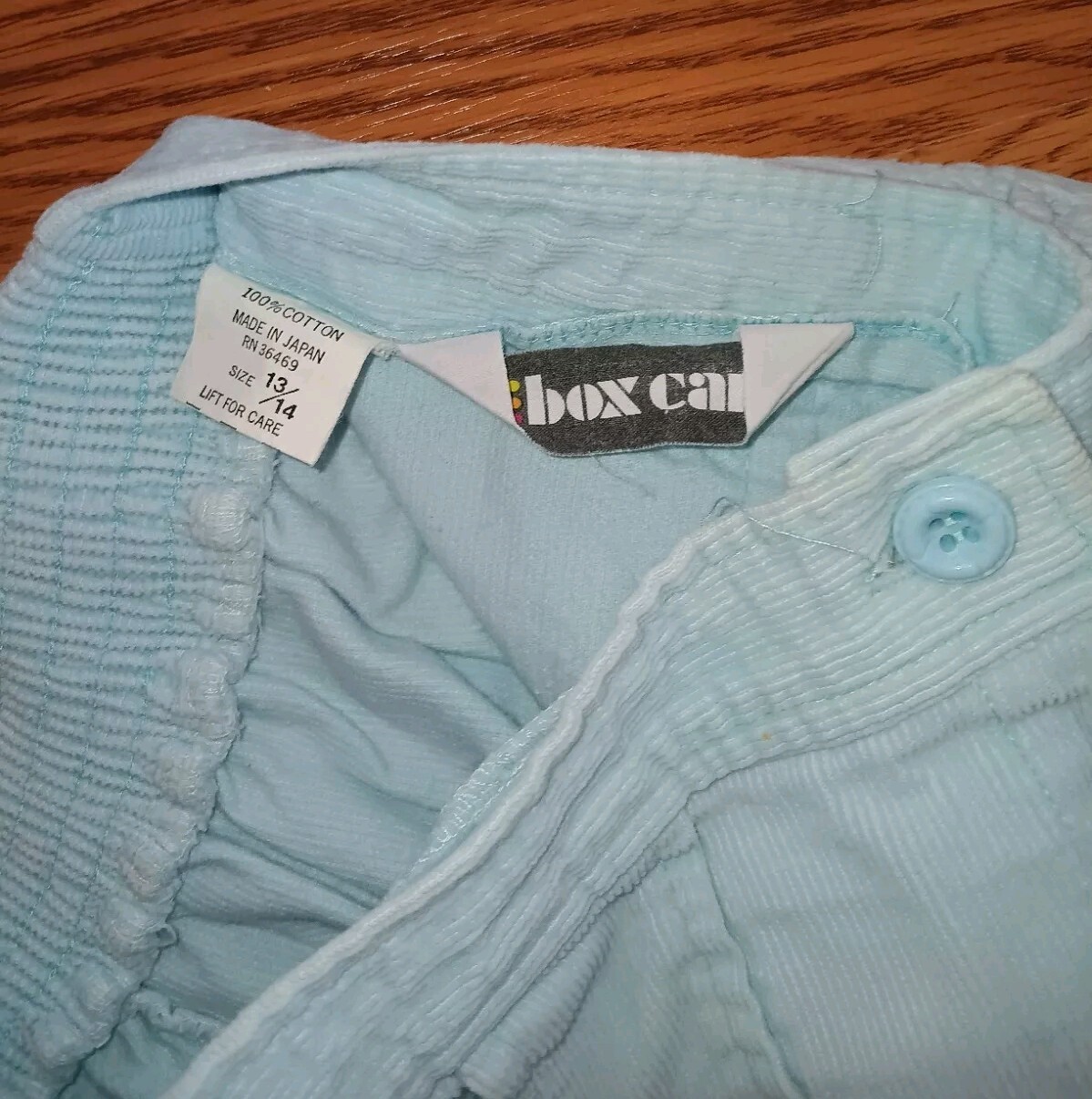 VTG 1970s Corduroy Shorts Box Car Skate Beach Baby Blue 24″ Elastic Waist 13/14
