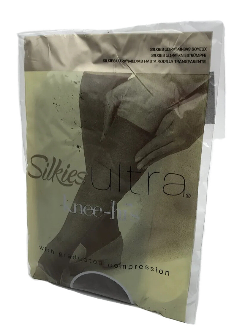 Vtg Silkies Ultra Knee Hi’s Regular Mocha Compression USA 2004 NOS