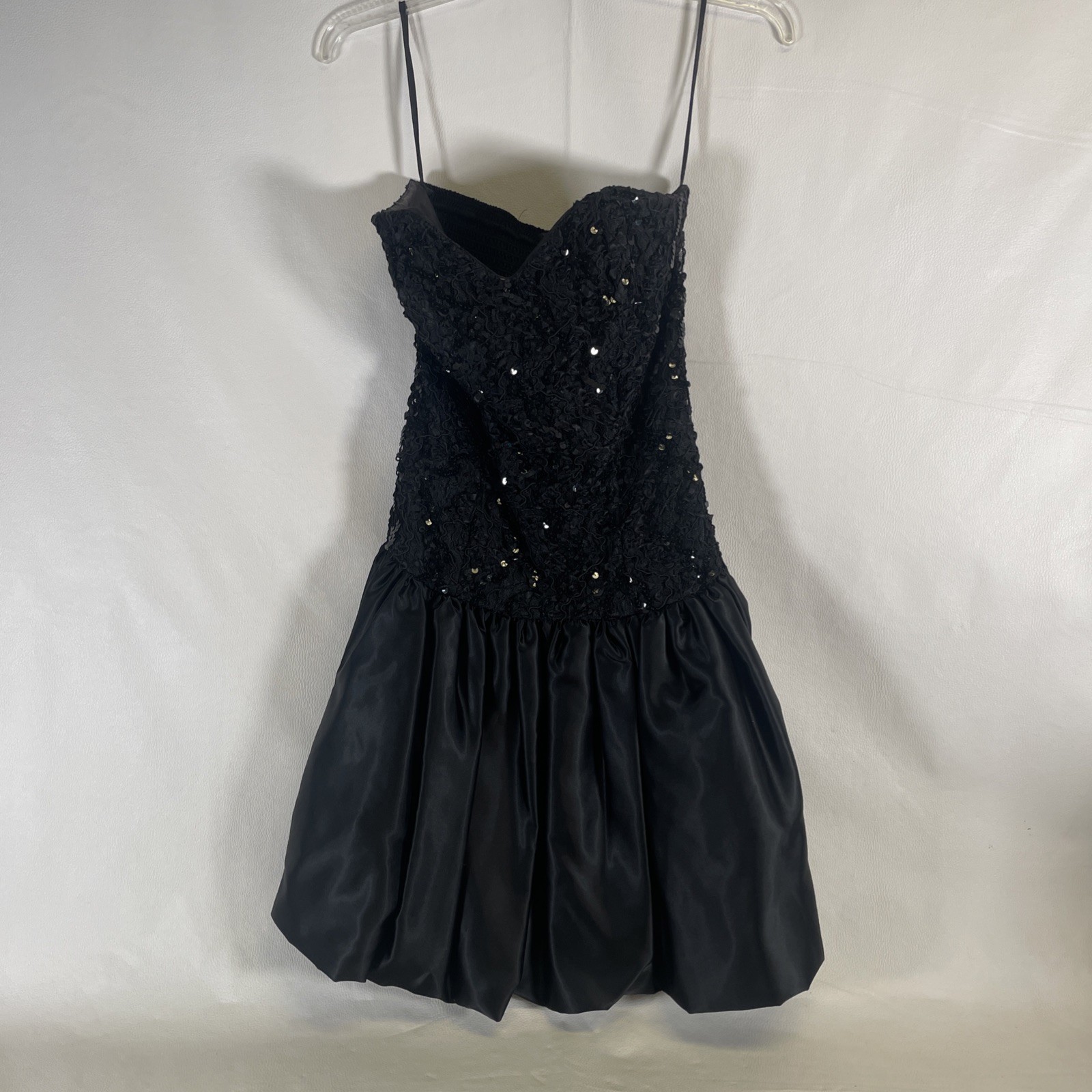 Vintage 1980’s Scarlett Nite Sz 7/8 Black Sequin Strapless Bubble Dress