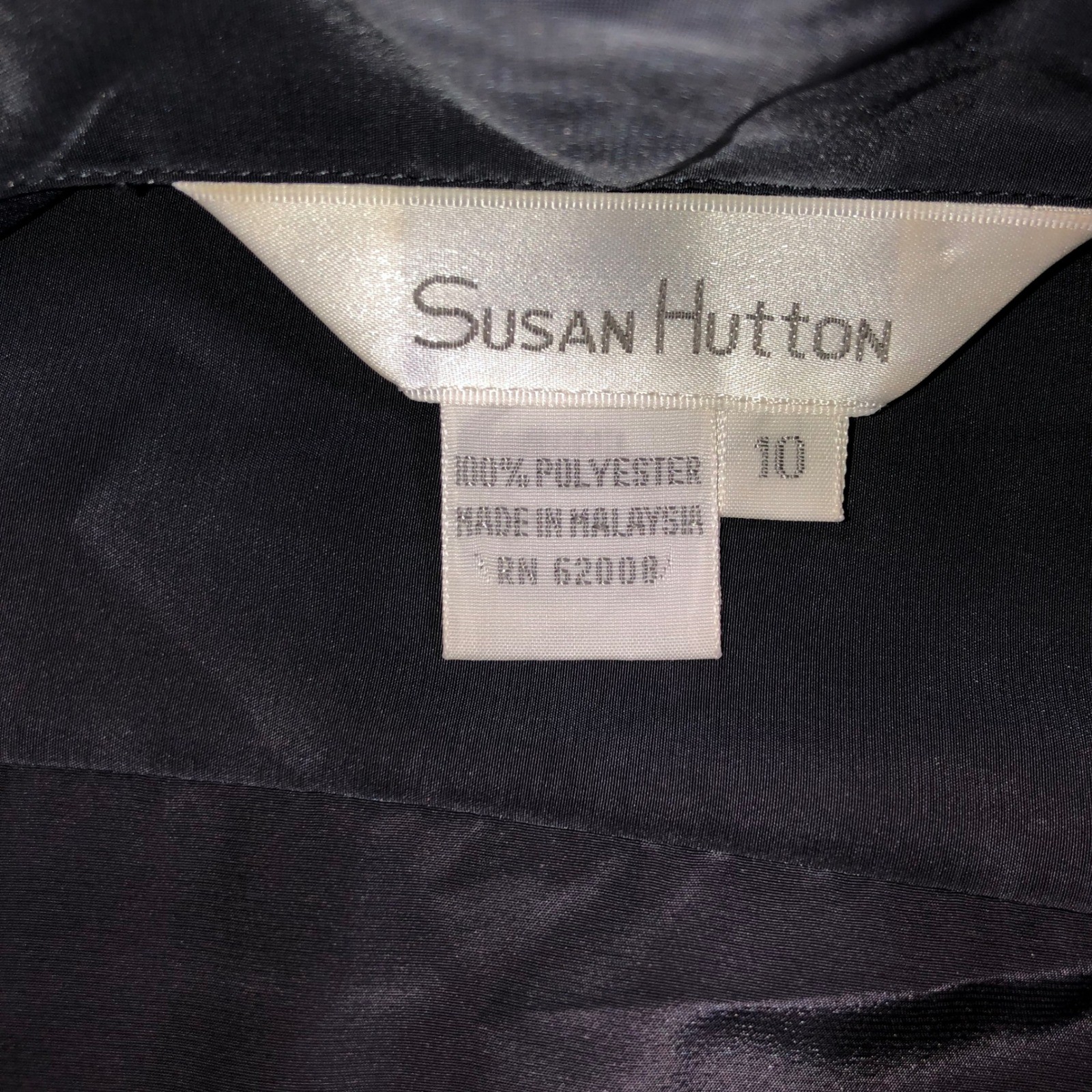 Vintage Susan Hutton Charcoal Gray Button Down Blouse Long Sleeve Pocket Size 10
