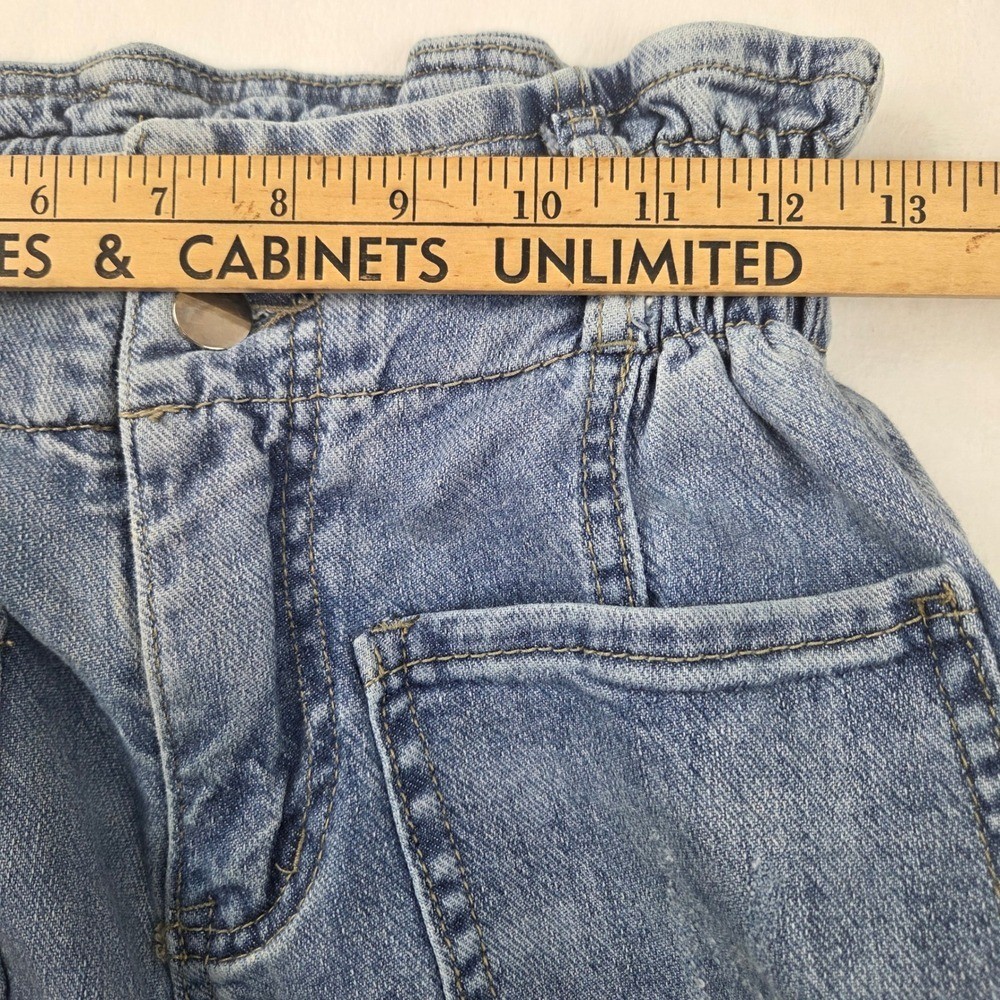 Women 29 Blue Vintage-Inspired Mom Jeans Paperbag High Waist Tapered Leg