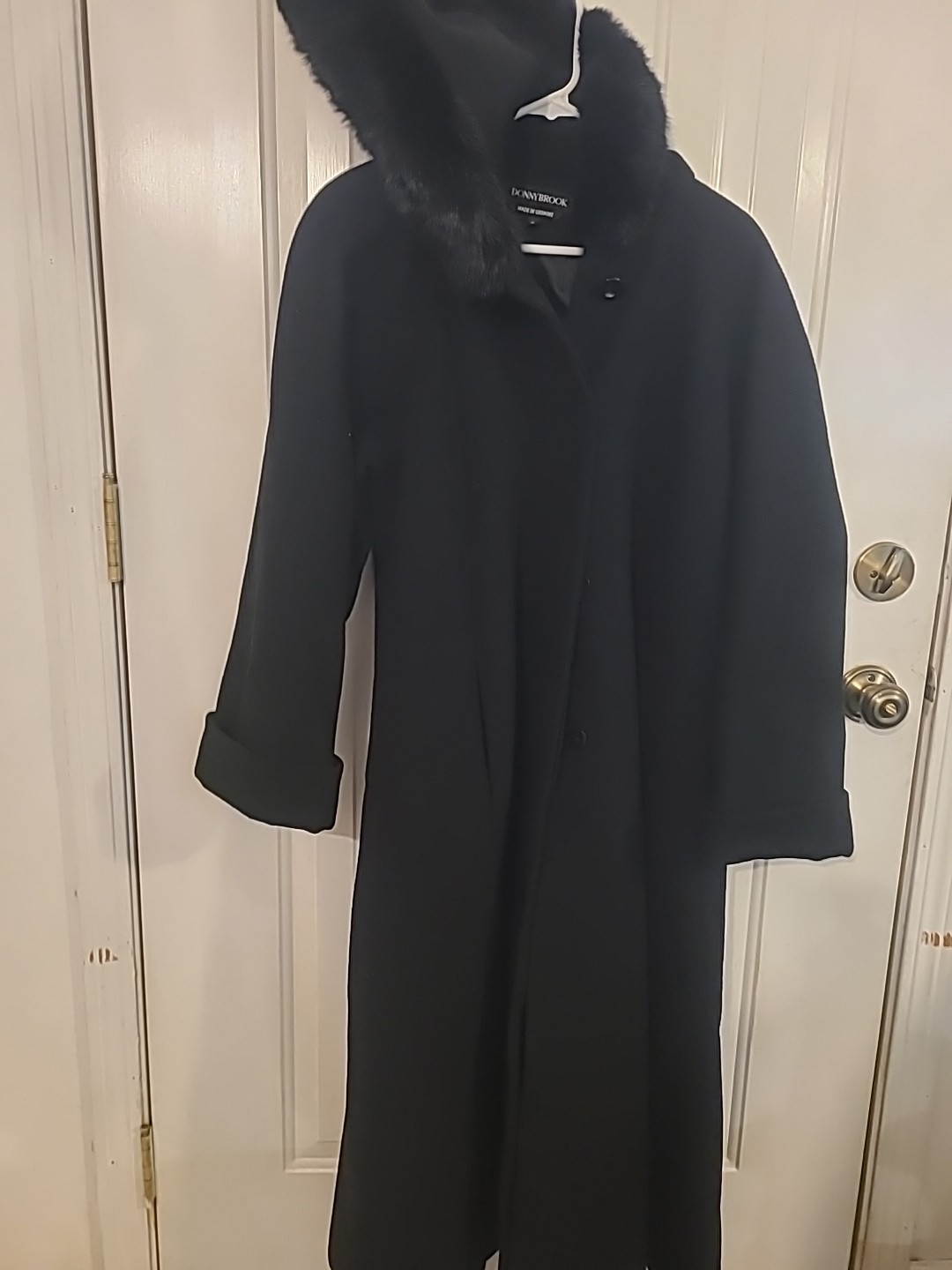 Rare Vintage Donnybrook Rabbit Fur Lined Hood Full Length Wool Coat Sz 8 Vintage