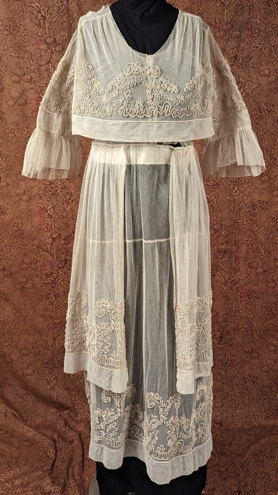 EDWARDIAN TEENS BRIDAL NET DRESS W RICH HAND DONE SOUTACHE DETAILING