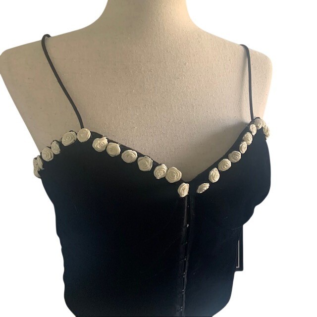 Vintage Coquette Velvet Corset Organza Skirt Set 11 Rosette Trim Balletcore Flaw