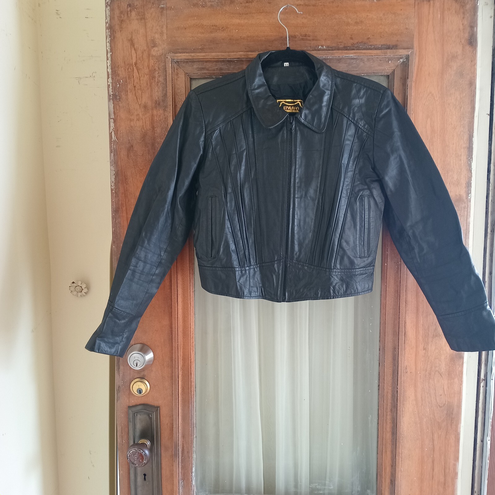 Vintage 70s 80s Womens Stylman International Black Leather Moto Biker Jacket 13