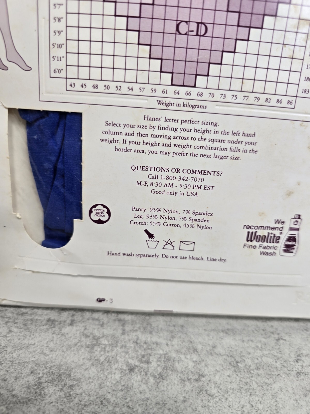 Vintage Hanes AB Silk Reflections Opaque Ultramarine Tights Pantyhose Hosiery