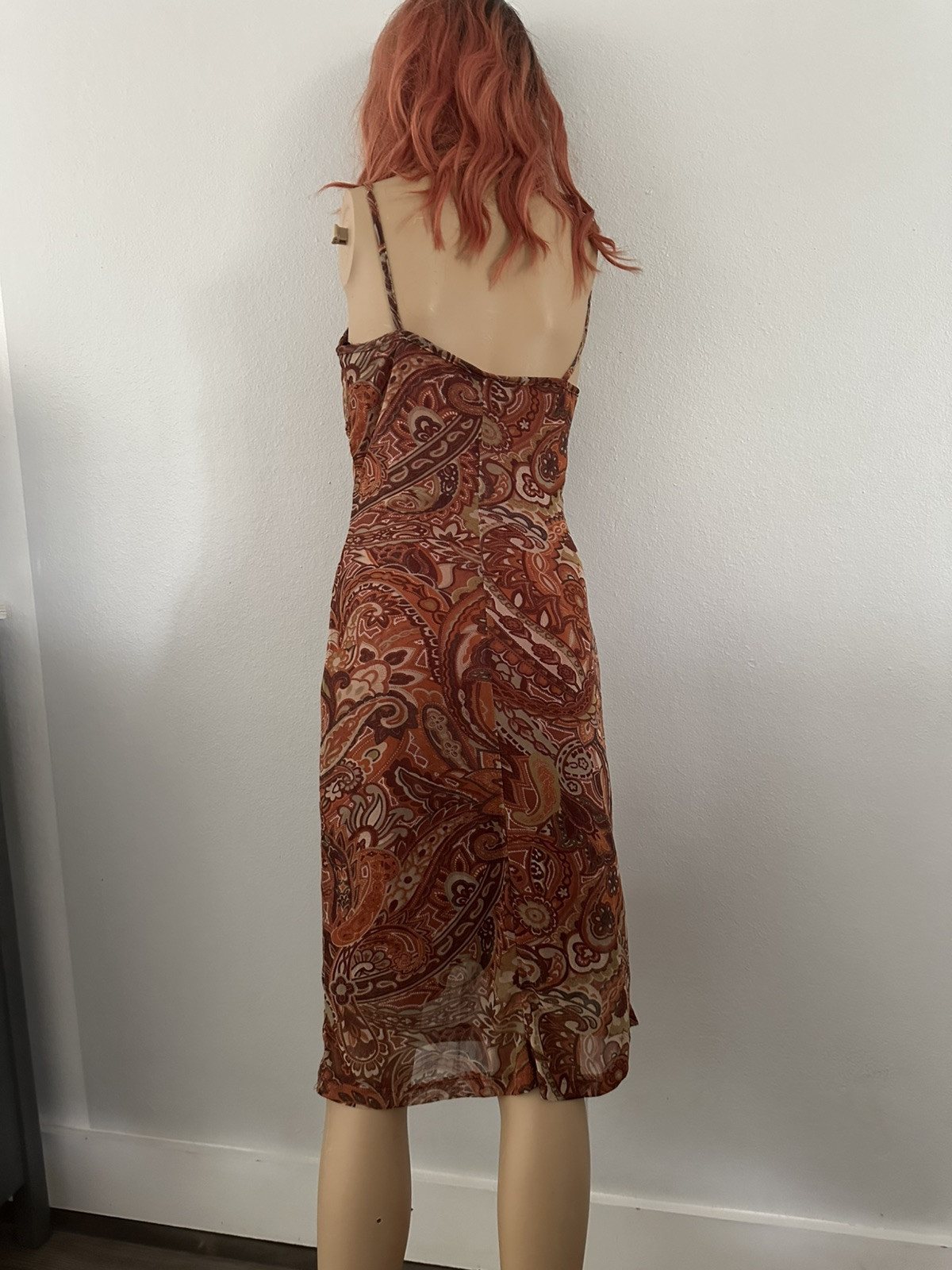Vintage 1990s y2k Charlotte Russe Midi Dress Neutrals Paisley Fairycore Size M