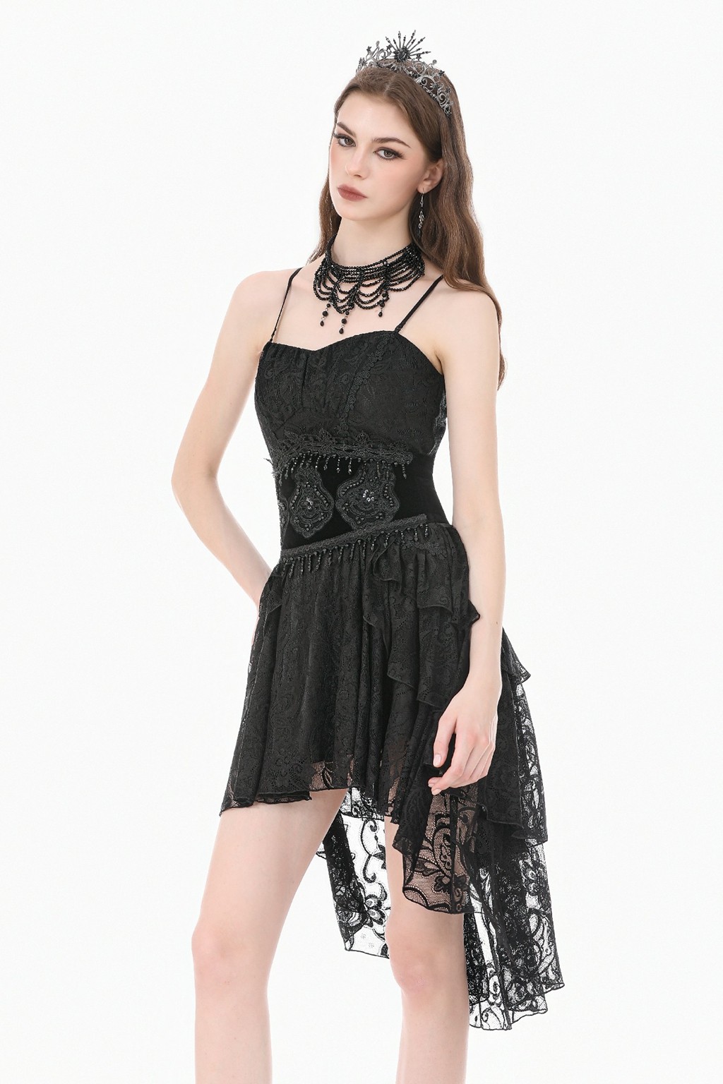 Dark In Love Women Velvet Waist Cincher Vintage Lace Embroidery Wide Waistband